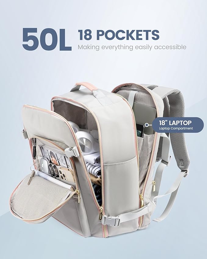 LOVEVOOK Travel Backpack for Women & Men 50L, Airline Approved Carry On - Image 3