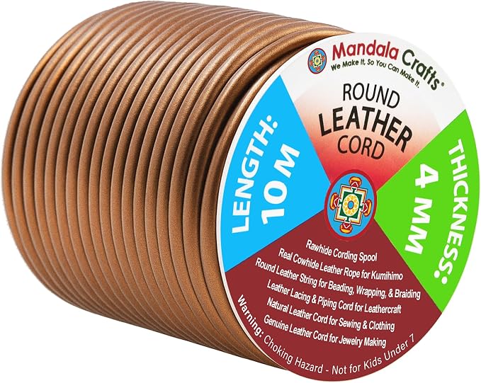 Mandala Crafts Round Genuine Bronze Leather Cord by MandalaCrafts