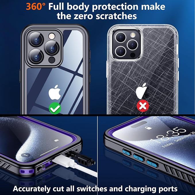 SPIDERCASE for iPhone 15 Pro Case Waterproof, Built-in Lens & Screen Protector - Image 6