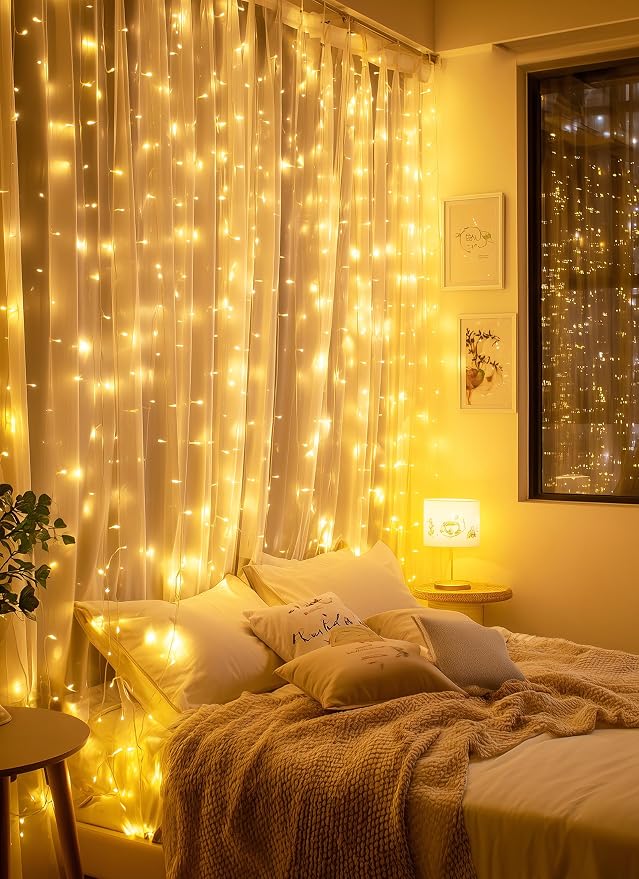 Brightown 300 LED Fairy Curtain Lights, 9.8ft x 9.8ft String Lights, USB Plug - Image 4