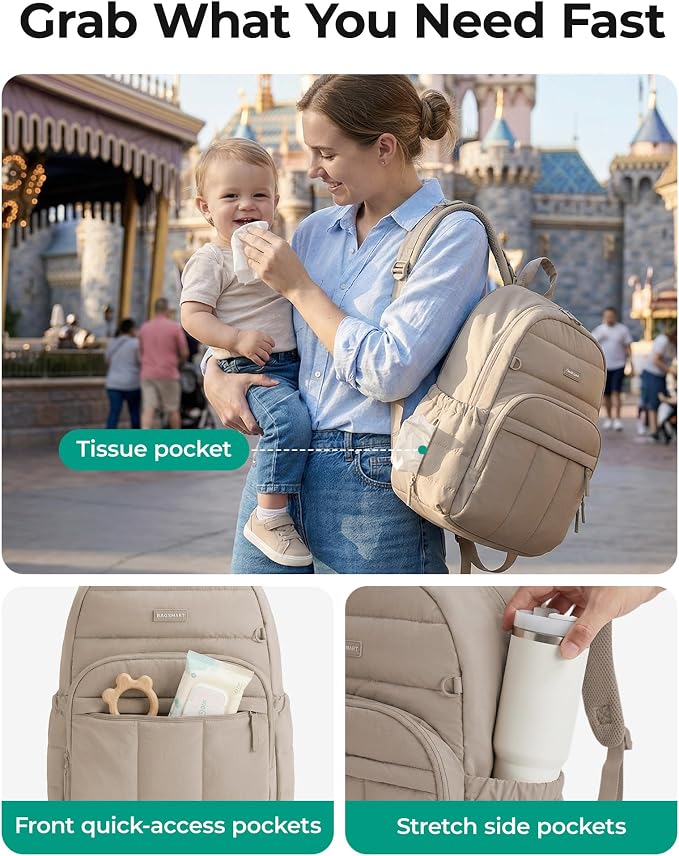 BAGSMART Diaper Bag Backpack, Lightweight Stroller-Friendly Diaper Bag - Image 2