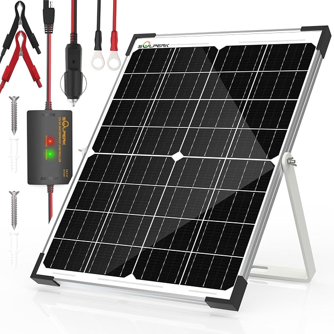 SOLPERK 25W 12V Solar Battery Charger, Waterpoof Solar Panel Kit by SOLPERK-WeNeverStop