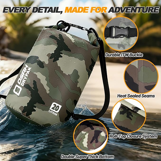 Waterproof Dry Bag, 5L/10L/20L/30L/40L Roll Top Lightweight Storage Backpack - Image 3
