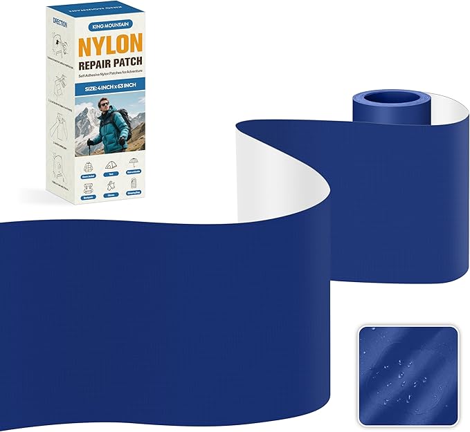 KING MOUNTAIN Self Adhesive Nylon Fabric Repair Tape, 4×63 Inches, Quick Down by ForABetterHomeLife