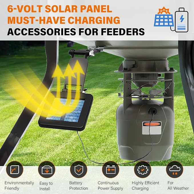 6V Solar Panel for Deer Feeder, Efficient Solar Panel Charger w/Adjustable - Image 2