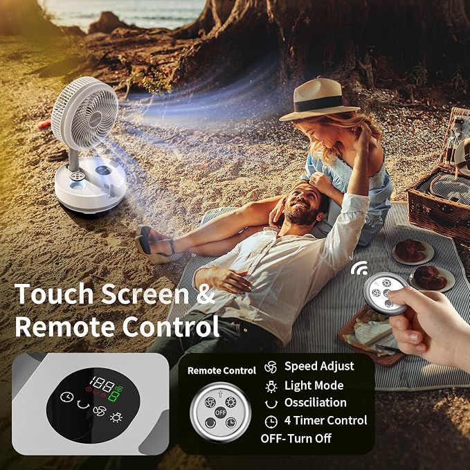 Socool 40000mAh Battery Operated Foldable Fan, Rechargeable Standing Fan - Image 5