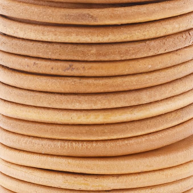 Mandala Crafts Round Genuine Tan Leather Cord - Image 3