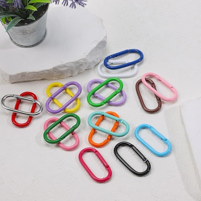 16 Pcs Carabiners Clip, Oval Shape Cute Carabiner Keychain Clip Aluminum Hook - Image 2