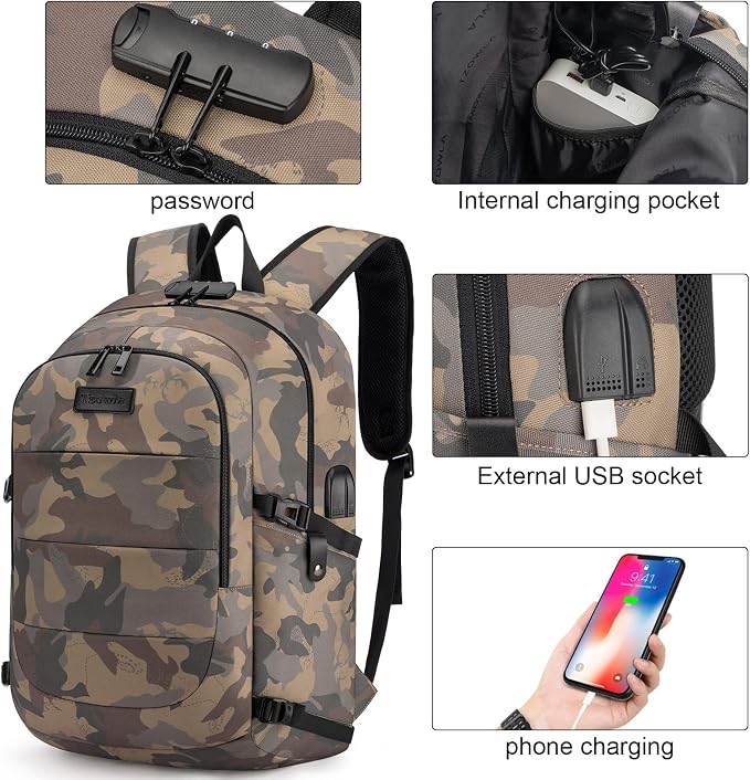 Tzowla Travel Laptop Backpack Water Resistant Anti-Theft Bag - Image 3
