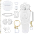 9PCS White for Stanley Cup Accessories Set Bling Initials Bow Charms for by Unknown