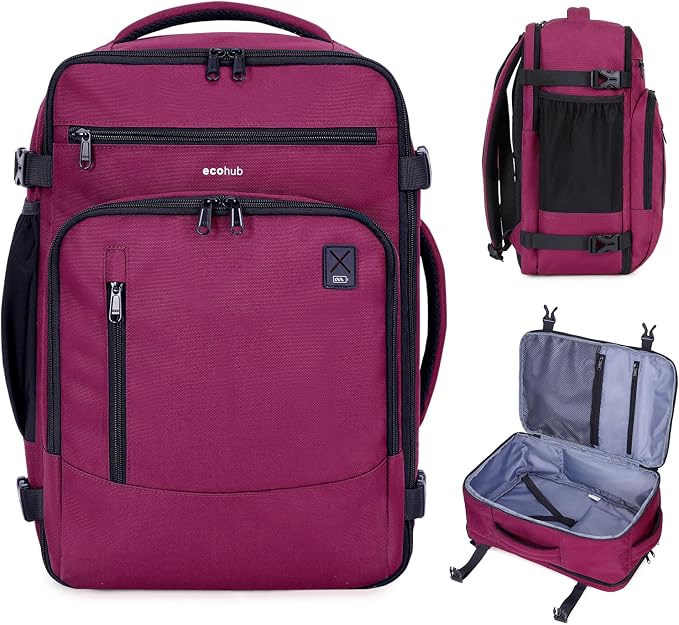 ECOHUB 17" Small Travel Backpack, United Airlines Personal Item Bag 17x10x9 by ECOHUB