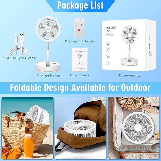 Portable Foldable Rechargeable Oscillating Fan - Image 8