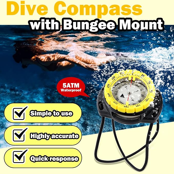 Scuba Dive Compass, Waterproof 5ATM Marine Navigation Wrist Compass - Image 2