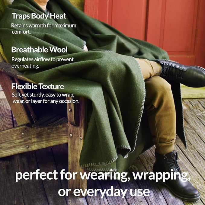 Military Style Wool Blanket – Cushioned, Breathable, Warm & Washable – - Image 3