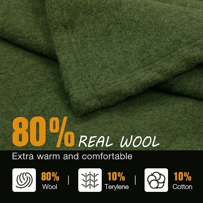 REDCAMP 86"x 63" Wool Blanket for Camping, Hiking - Image 5