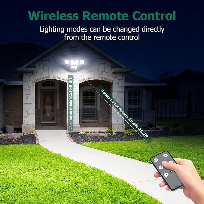 4500LM Solar Lights Outdoor, 4 Adjustable Heads Motion Sensor Lights, 3 Modes - Image 5