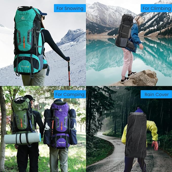 Bseash 80L Waterproof Hiking Camping Backpack - Image 7