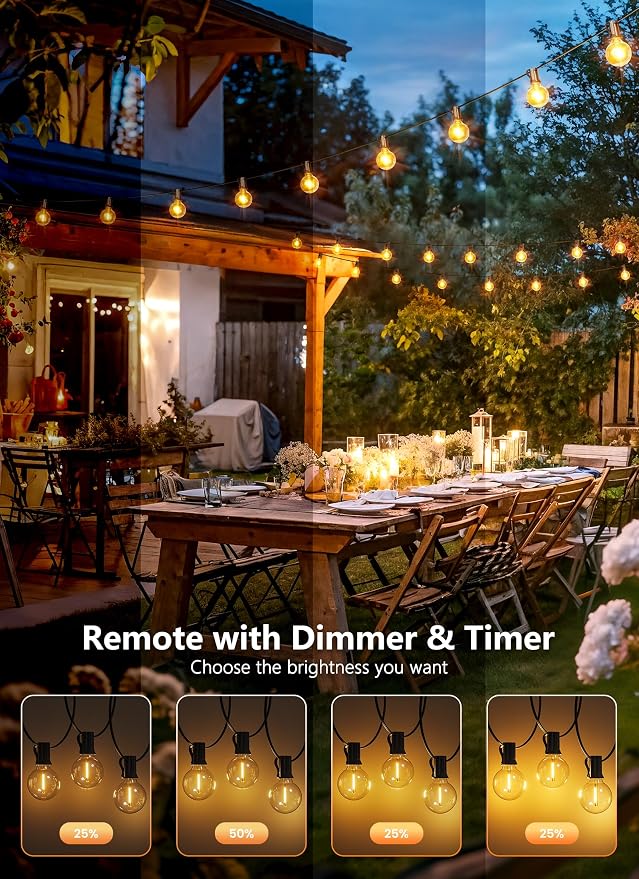Brightown Outdoor String Lights, 55FT 25 G40 Bulbs Shatterproof Patio Lights - Image 2