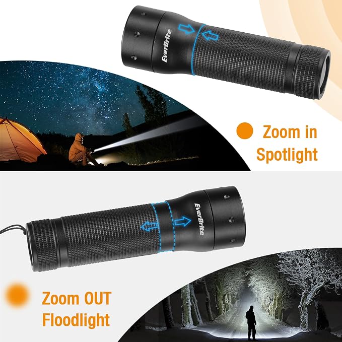 EverBrite Mini Flashlight, Zoomable LED Flash Light, 3 Modes, 3AAA Batteries - Image 4