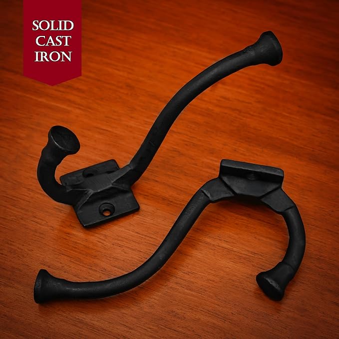 Mystic Colonial Medieval Rustic Cast Iron Wall Hooks | Vintage Black Coated - Image 9
