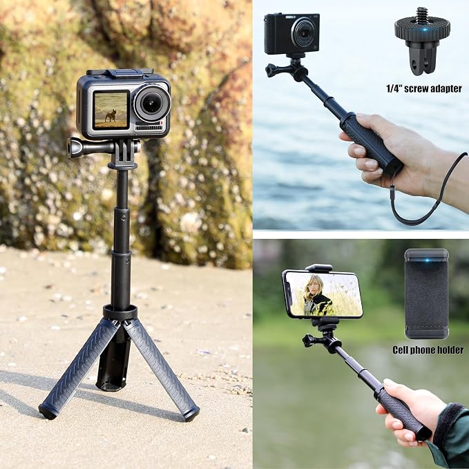 Mini Selfie Stick Tripod for GoPro Hero 13 12 11 10 9 8, Portable Handle Grip - Image 3