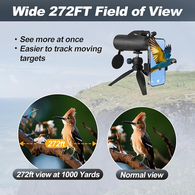BIJIA 10x50 Monocular Telescope – True 10x Steady Handheld Scope - Image 4