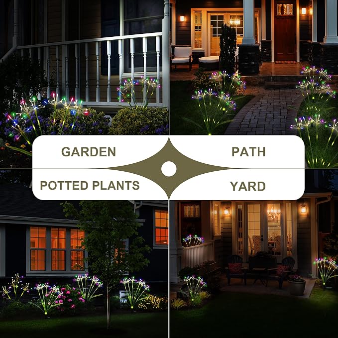 Solar Garden Lights Outdoor: Waterproof 2-Pack DIY Decorative Firework Lights - Image 3