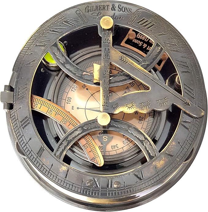 Brass Nautical - 5 inches Large Sundial Compass in Rosewood Case Top Grade - Image 6