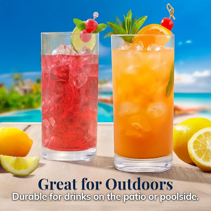 US Acrylic Classic Clear Plastic Reusable Drinking Glasses 24oz Iced-Tea Cups | - Image 7