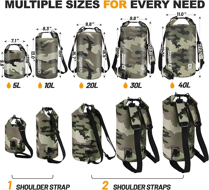 Waterproof Dry Bag, 5L/10L/20L/30L/40L Roll Top Lightweight Storage Backpack - Image 2