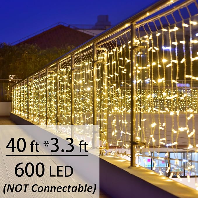 Solhice LED Curtain Lights Outside 40ft x 3ft - Image 2