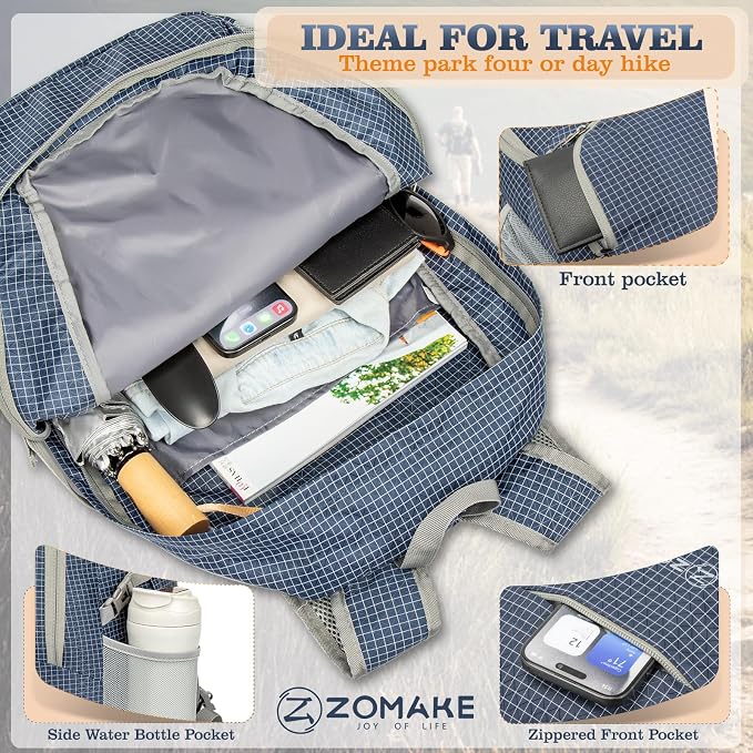 ZOMAKE Lightweight Packable Backpack 30L, Foldable Hiking Backpacks Water - Image 4