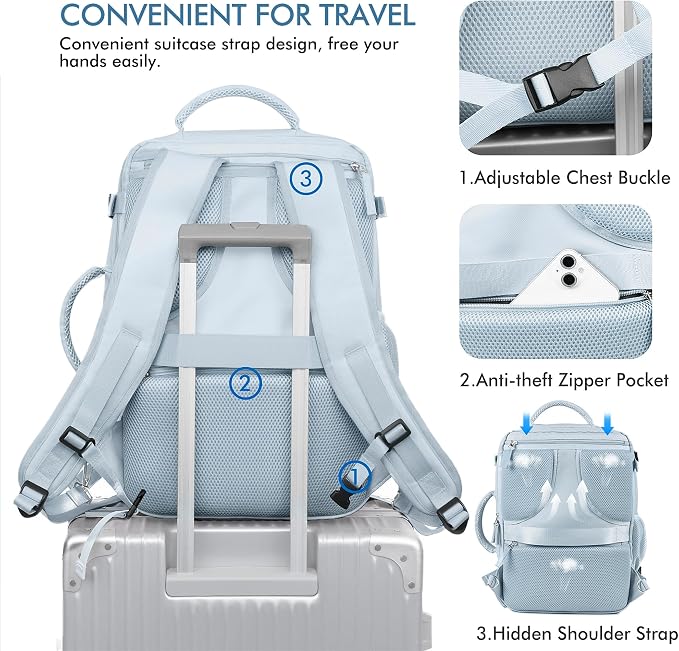 Beraliy 29L Travel Backpack Women, Airline Approved Backpack, Carry On luggage - Image 7