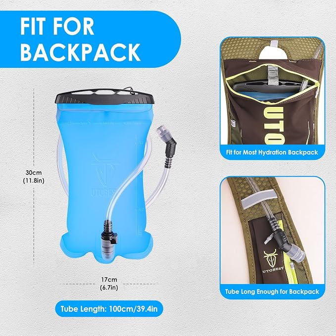 UTOBEST Hydration Bladder, 1.5L TPU Water Bladder BPA Free, Wide Opening - Image 2