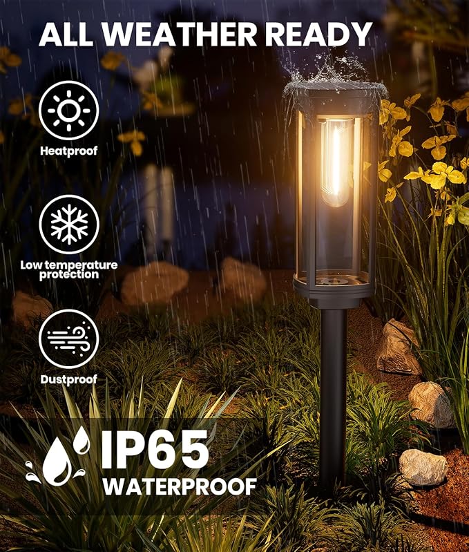 NEWMESSI 8 Pack Solar Pathway Lights Outdoor IP65 Waterproof Super Brightness - Image 4
