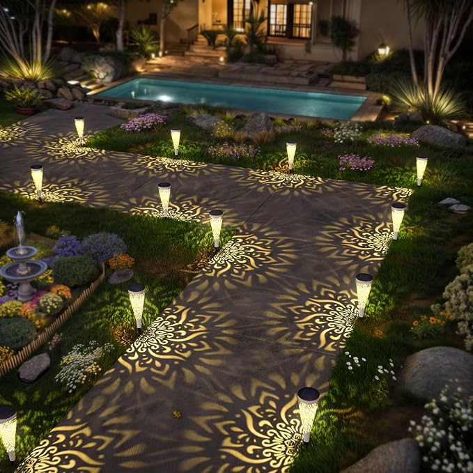 gardencave 6 Pack Solar Lights Outdoor Garden Decorative Mandala Solar Garden - Image 5