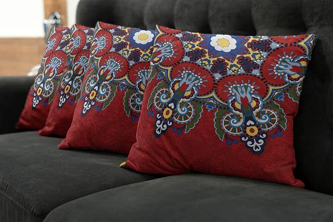 Ambesonne Mandala Throw Pillow Cushion Case Pack of 4, Color Jumble of Lace - Image 7