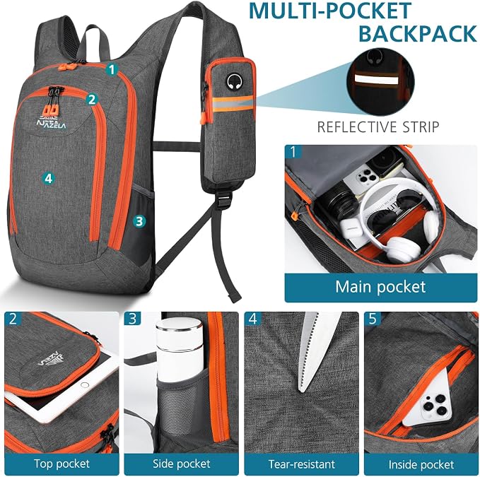Esup 15L Small Hiking Backpack Foldable Lightweight Travel Day Pack Packable - Image 3