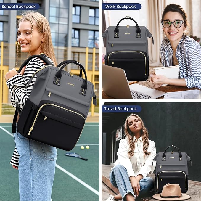 LOVEVOOK Leather Backpack for Women, 15.6 inch Leather Laptop Backpacks Women - Image 6