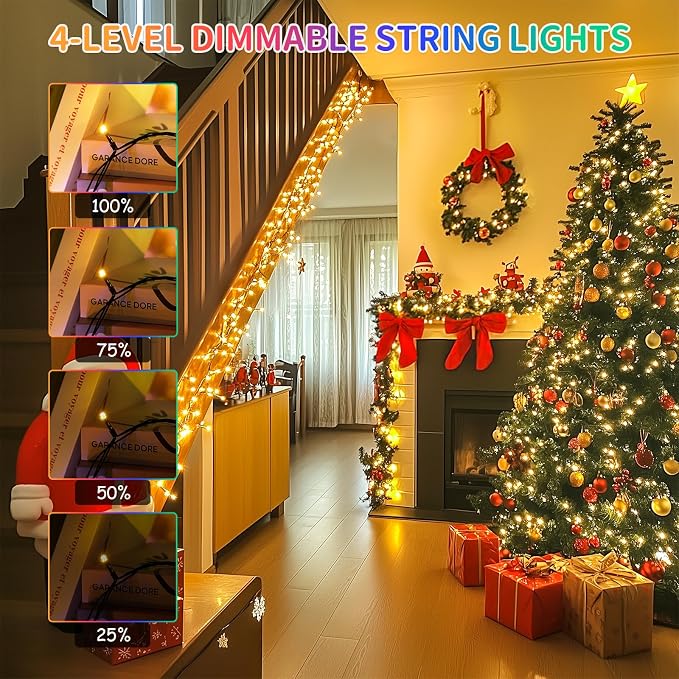 JMEXSUSS Color Changing Christmas Lights, 66ft 200 LED Warm White & Multicolor - Image 4
