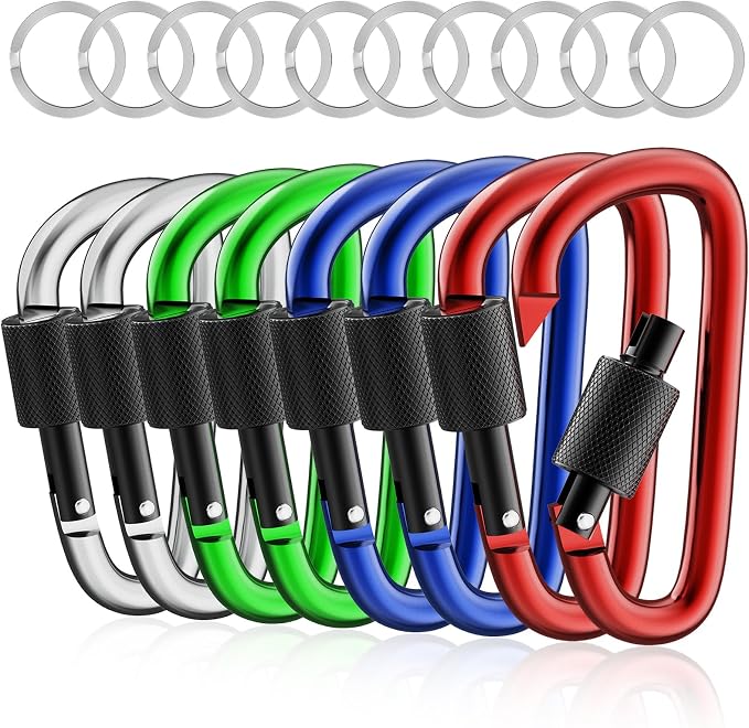 sprookber 3" Locking Carabiners | Keychain Carbineers D Ring Key Clip Spring by Sprookber