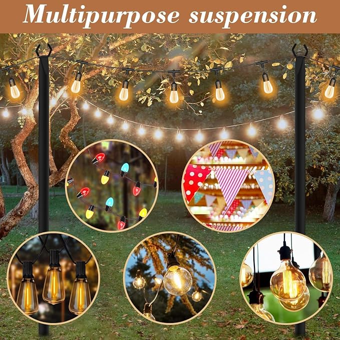 NUERPO 2 Pack String Light Poles, Metal Poles - Image 3