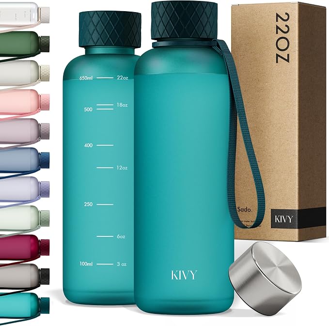 KIVY Slim Water Bottle 22oz Leak Proof Bottle by KIVY