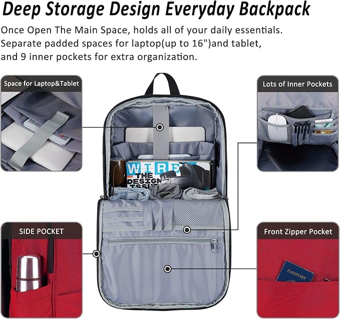 MAXTOP Deep Storage Laptop Backpack Business Anti-theft Backpacks College - Image 2