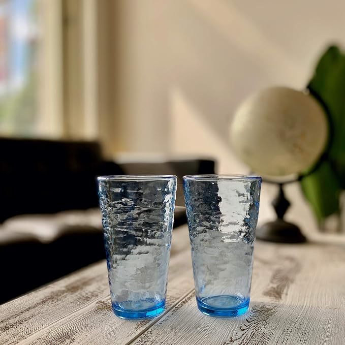 KLIFA- RIPPLE- 22.5 ounce, Acrylic Highball Drinking Glasses Cups, Stackable - Image 5