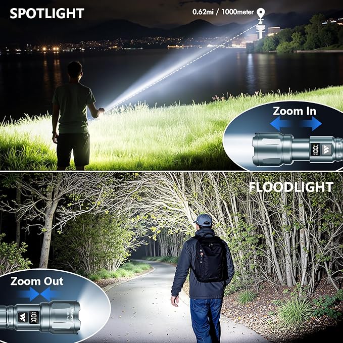 WdtPro LED Rechargeable Flashlight 2 Pack, Super Bright Zoomable 6000 Lumens - Image 2