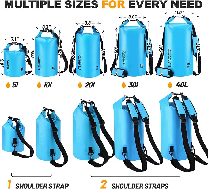 Waterproof Dry Bag, 5L/10L/20L/30L/40L Roll Top Lightweight Storage Backpack - Image 2