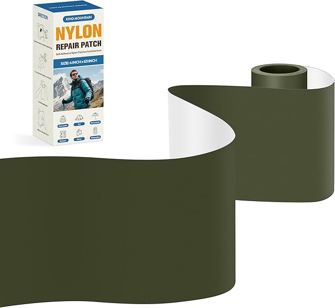 KING MOUNTAIN Self Adhesive Nylon Fabric Repair Tape, 4×63 Inches, Quick Down by ForABetterHomeLife