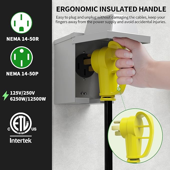 POWGRN NEMA 14-50P to NEMA 14-50R 50 Amp RV/EV Extension Cord 100 FT Outdoor - Image 4