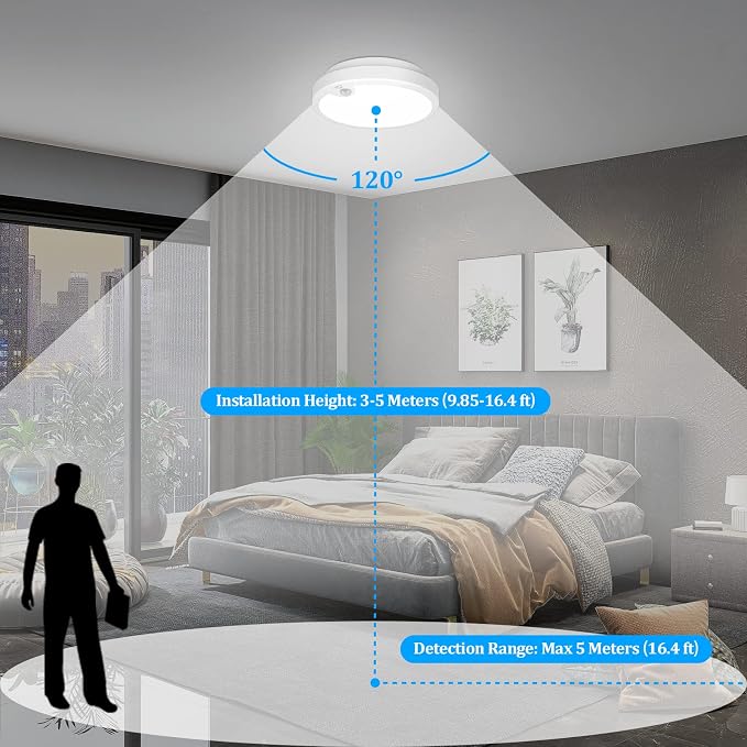 2-Pack Battery Operated Motion Sensor LED Ceiling Light, 7.2inch Flush Mount - Image 4